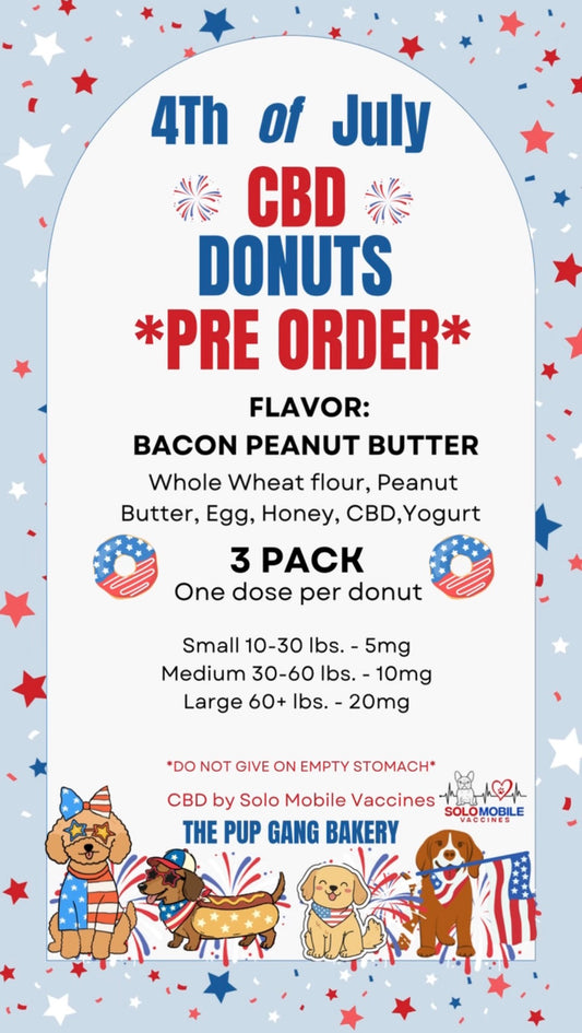 🎆 4th of July CBD Peanut Butter Bacon Donuts for Dogs 🇺🇸